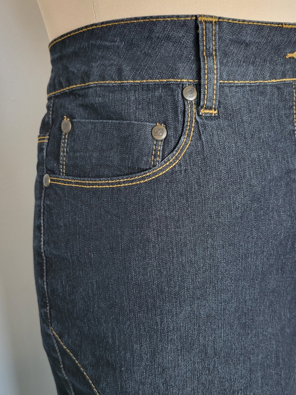 Vintage Bisou Bisou Y2K Dark Blue Denim Jeans Mermaid Trumpet Maxi Skirt Size 14 - Picture 8 of 15